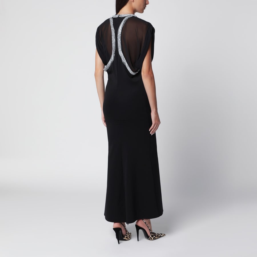 The Attico Abito nero in misto viscosa con strass, view 3