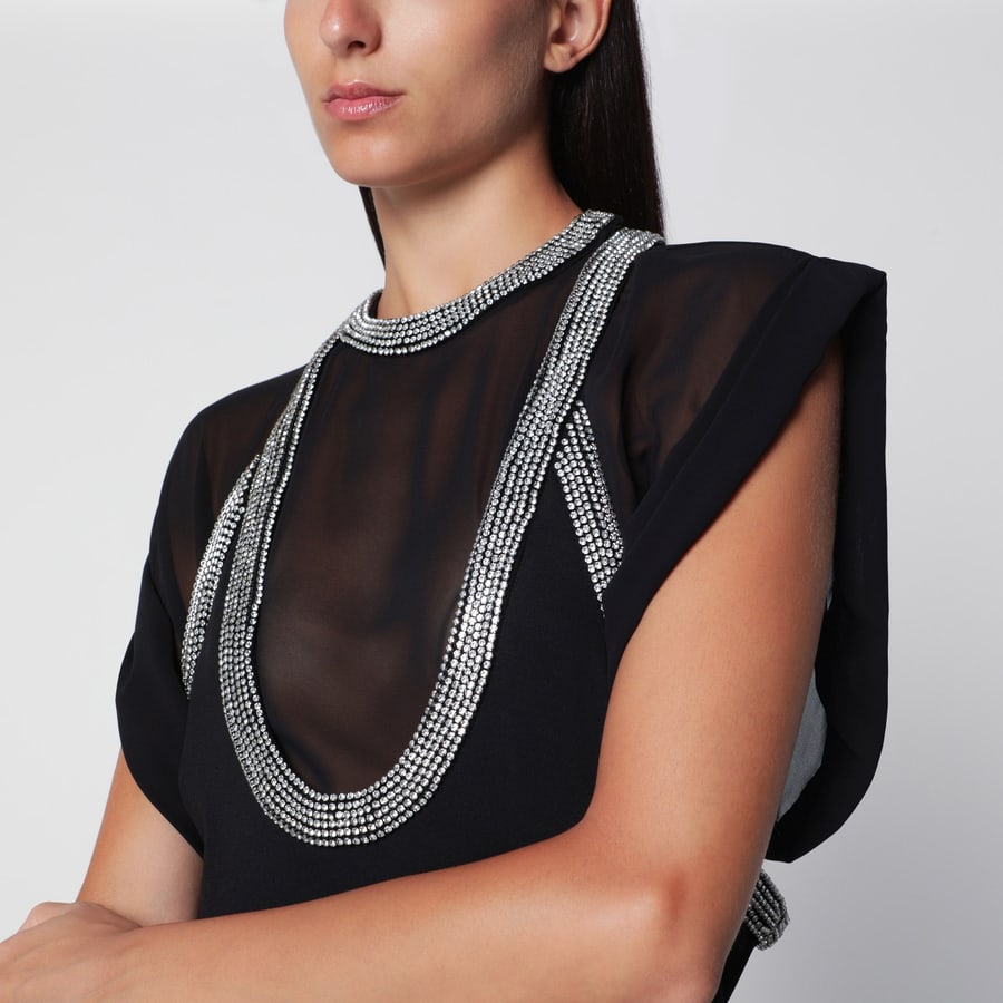 The Attico Abito nero in misto viscosa con strass, view 4