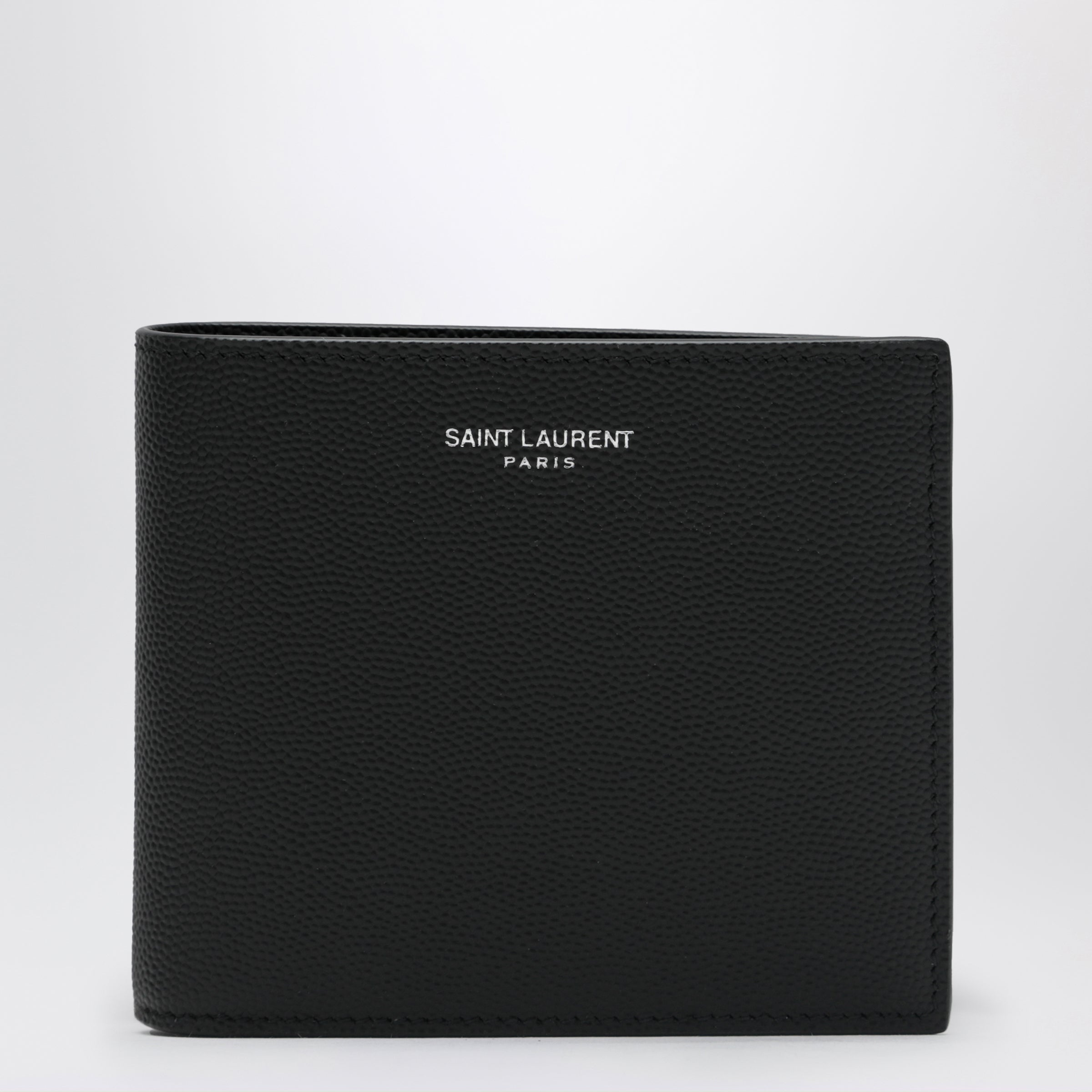Saint Laurent Portafoglio East/West nero in pelle grain de poudre