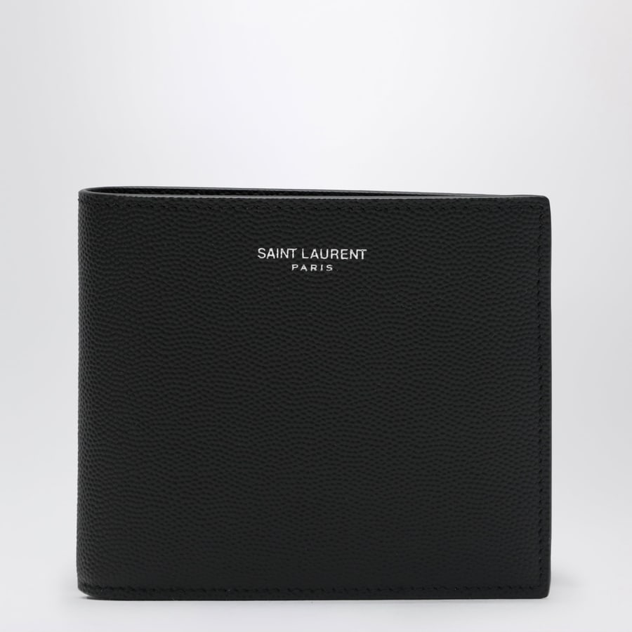 Saint Laurent Portafoglio East/West nero in pelle grain de poudre