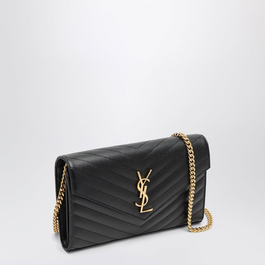 Saint Laurent Pochette con catena Cassandre nera, view 3