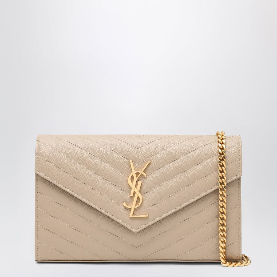 Saint Laurent Pochette con catena Cassandre beige scuro