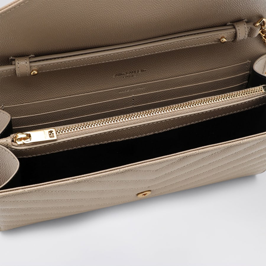 Saint Laurent Pochette con catena Cassandre beige scuro, view 5