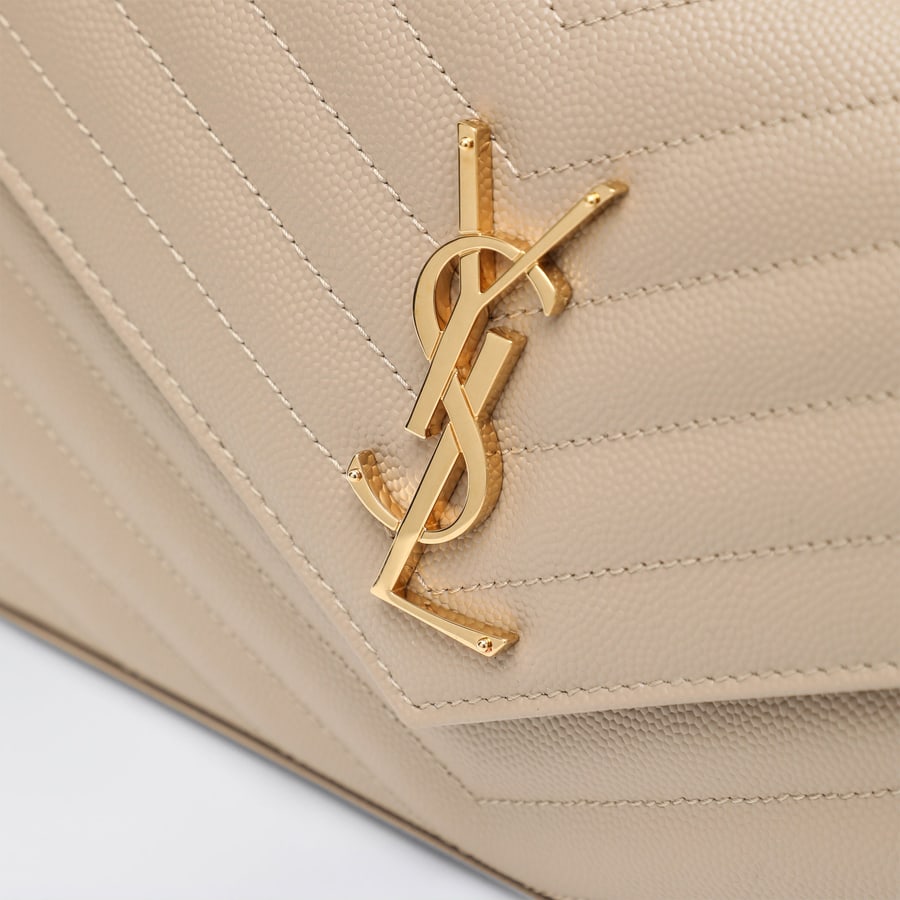 Saint Laurent Pochette con catena Cassandre beige scuro, view 6