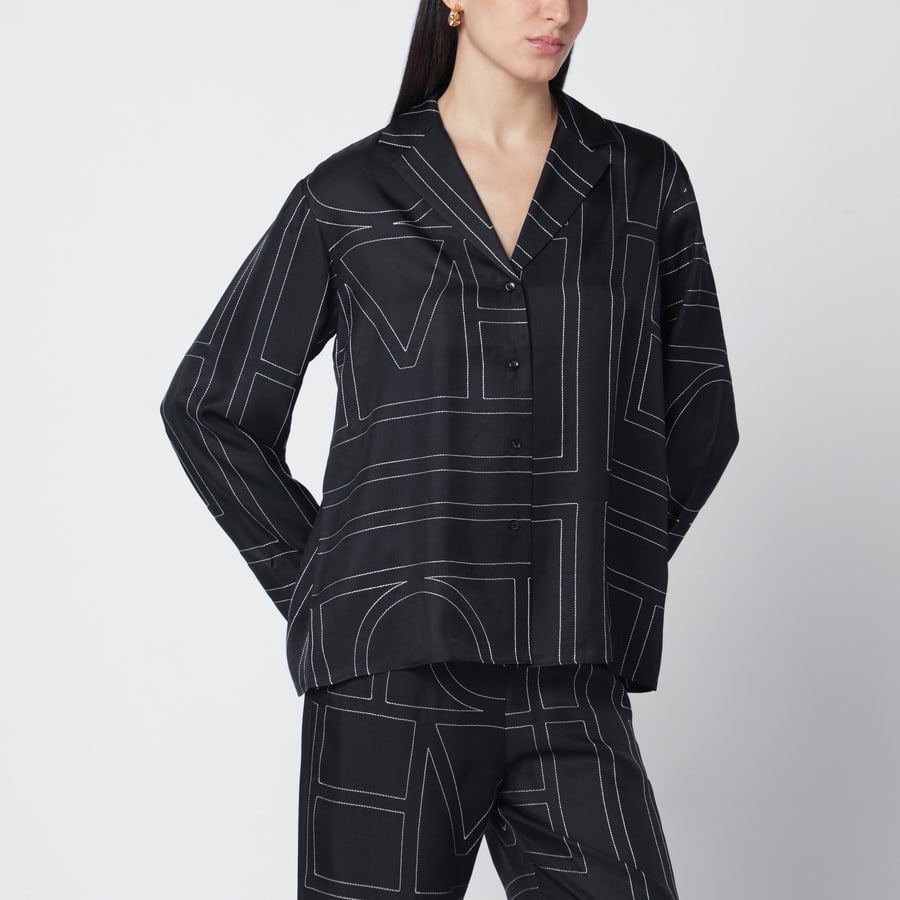 Toteme Camicia pigiama Monogram in seta nera