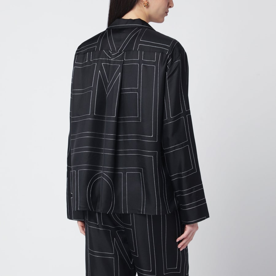 Toteme Camicia pigiama Monogram in seta nera, view 3