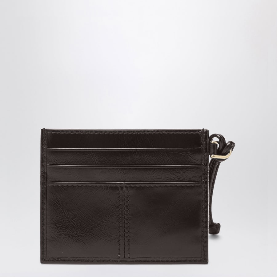 Prada Portacarte in pelle color moro con triangolo logo, view 2