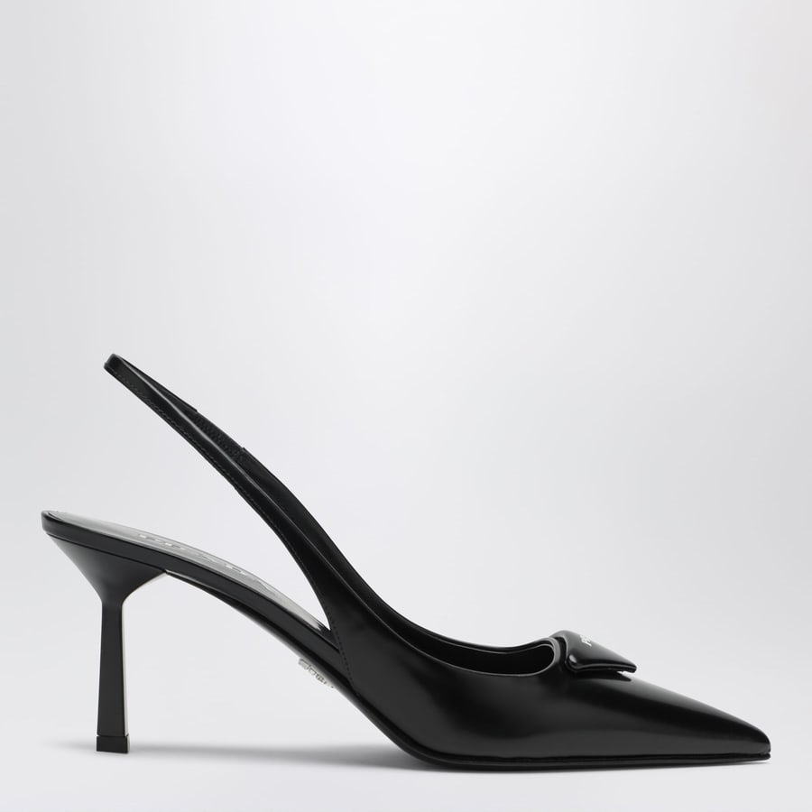 Prada Décolleté slingback nera in pelle spazzolata