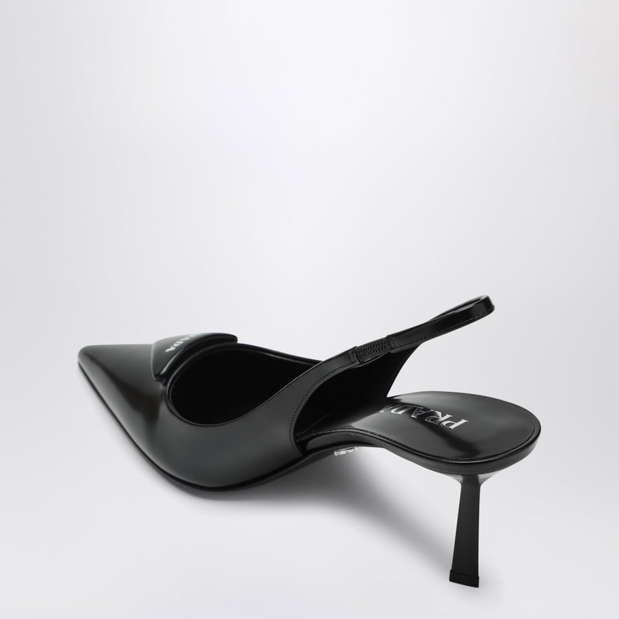Prada Décolleté slingback nera in pelle spazzolata, view 4