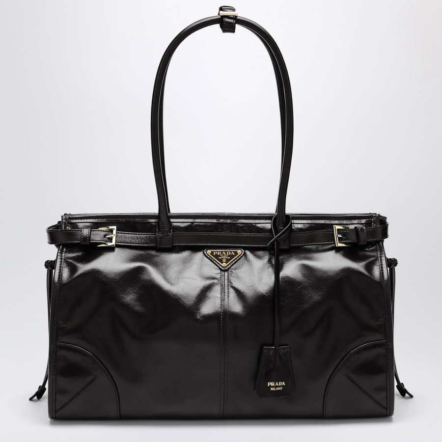 Prada Borsa a mano Bonnie large in pelle di vitello nera