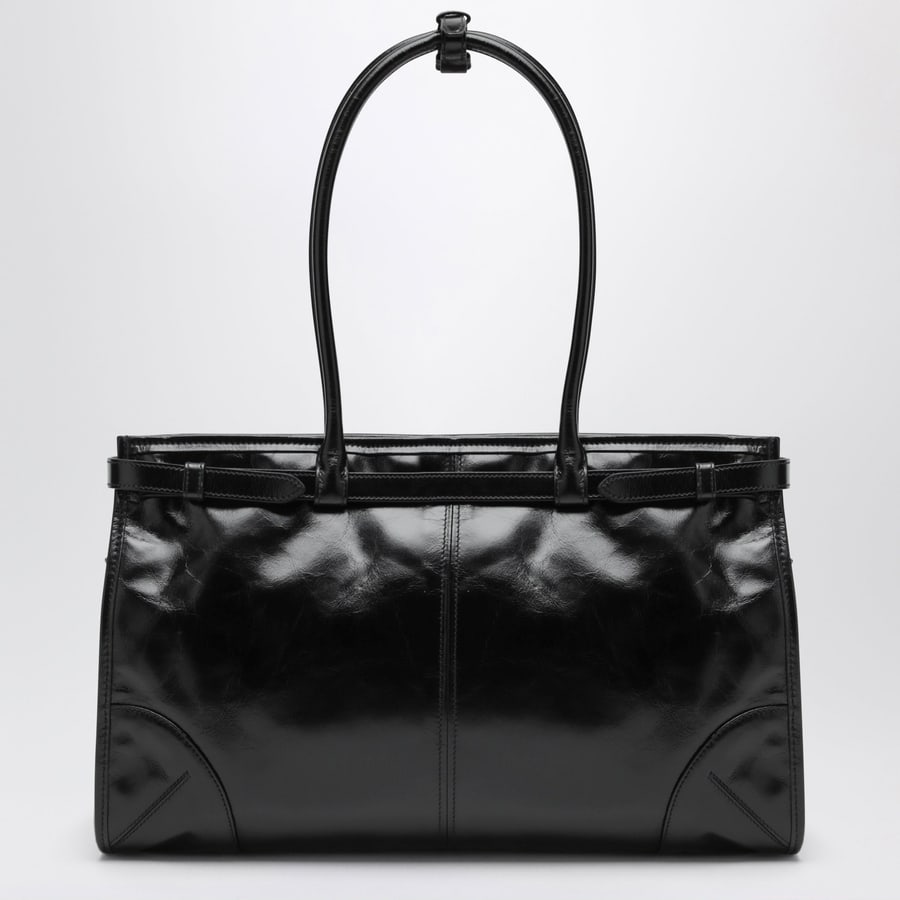 Prada Borsa a mano Bonnie large in pelle di vitello nera, view 4