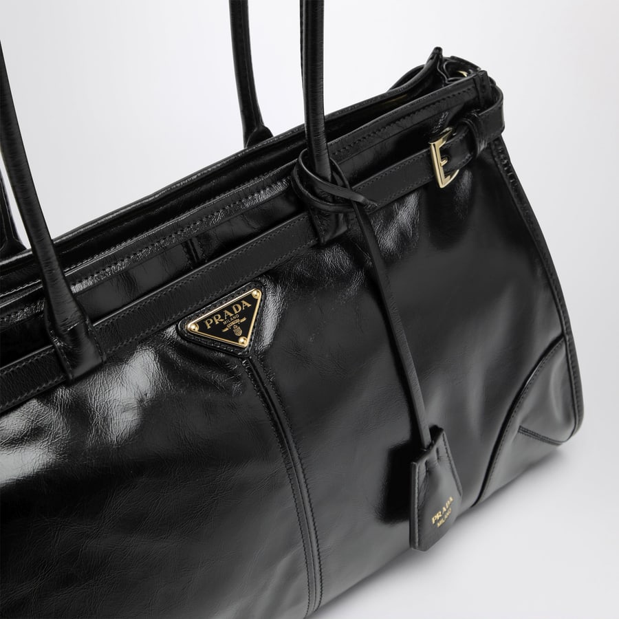Prada Borsa a mano Bonnie large in pelle di vitello nera, view 6