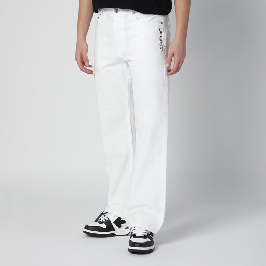 Off-White Pantaloni bianchi con logo, view 3