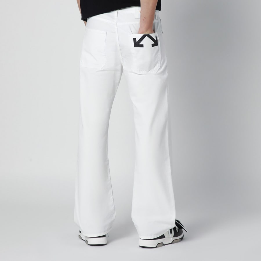 Off-White Pantaloni bianchi con logo, view 4