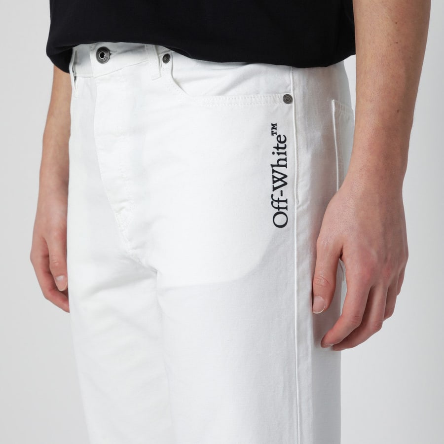 Off-White Pantaloni bianchi con logo, view 5