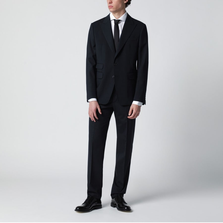 Dsquared2 Abito monopetto blu navy in misto lana, view 2