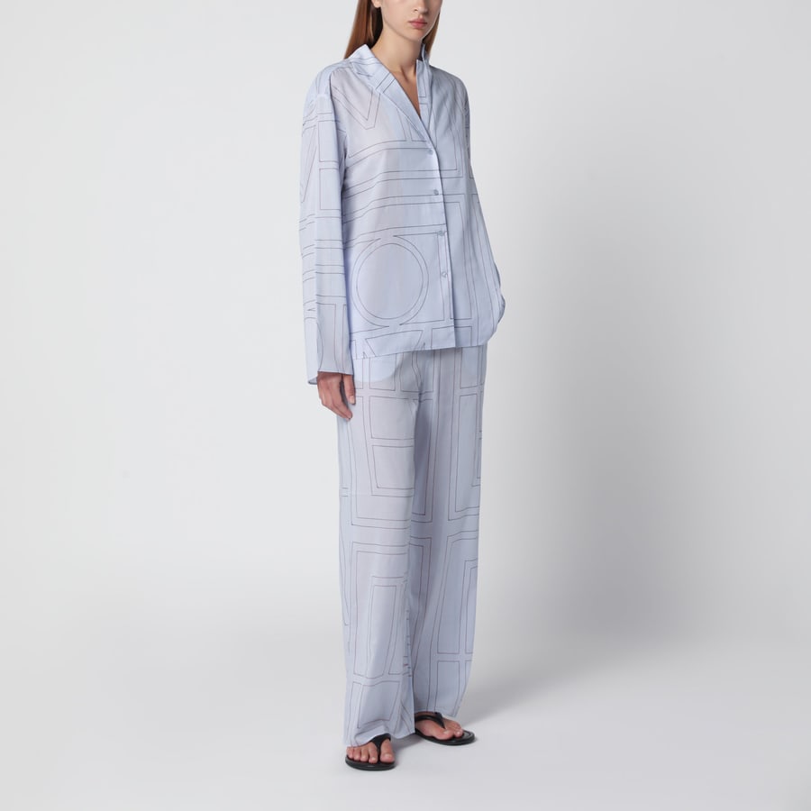 Toteme Camicia pigiama Monogram in misto cotone azzurra, view 2