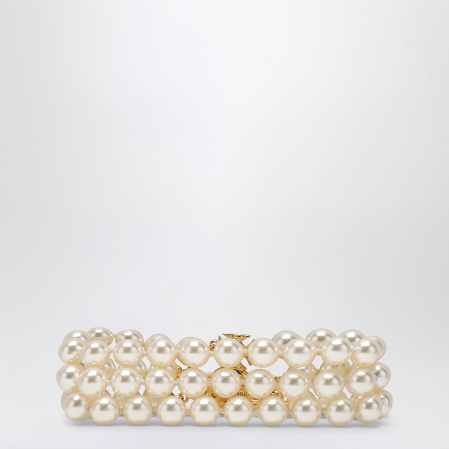 Vivienne Westwood Bracciale Orb oro a tre giri con perle, view 3