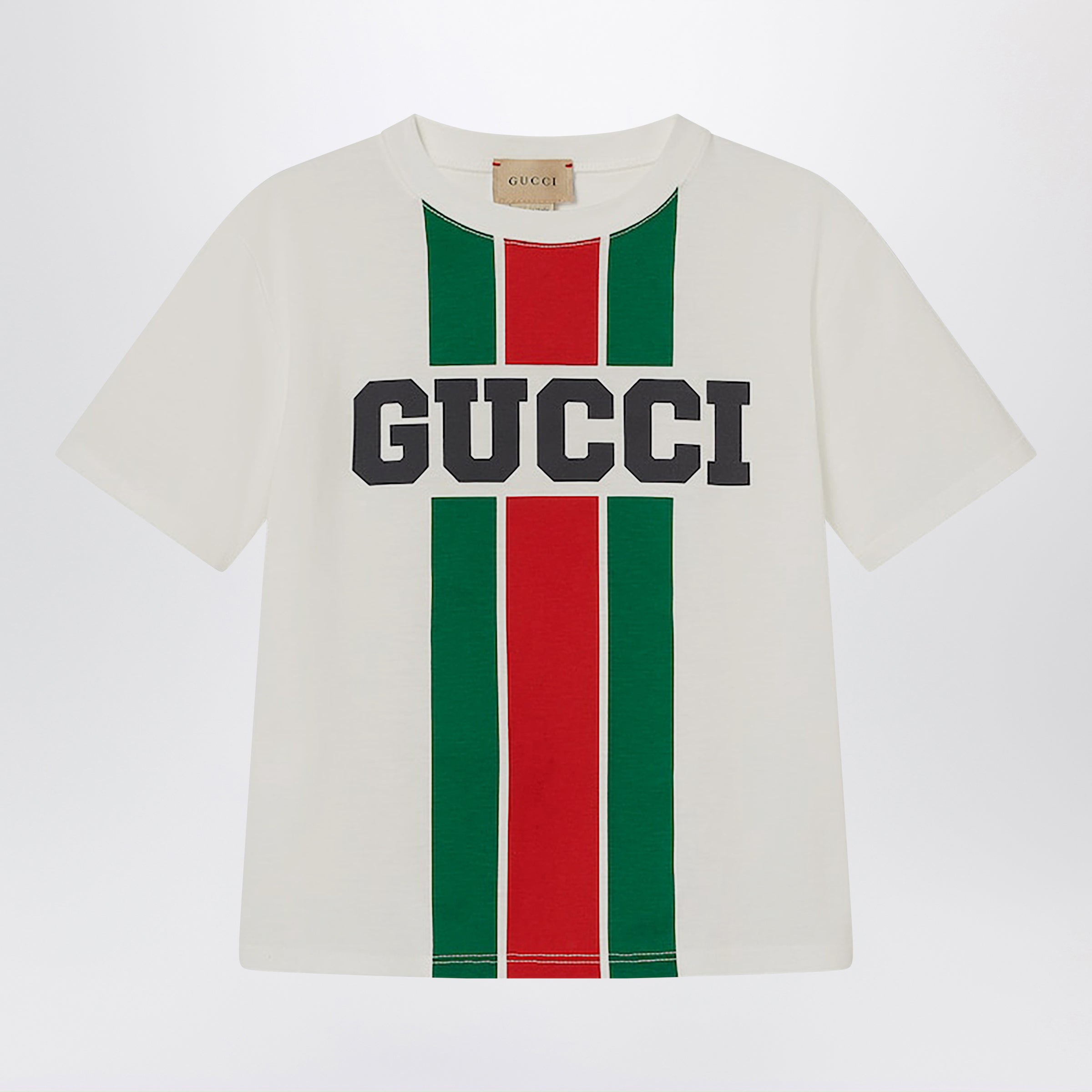 Gucci T-shirt bianca in cotone con stampa logo
