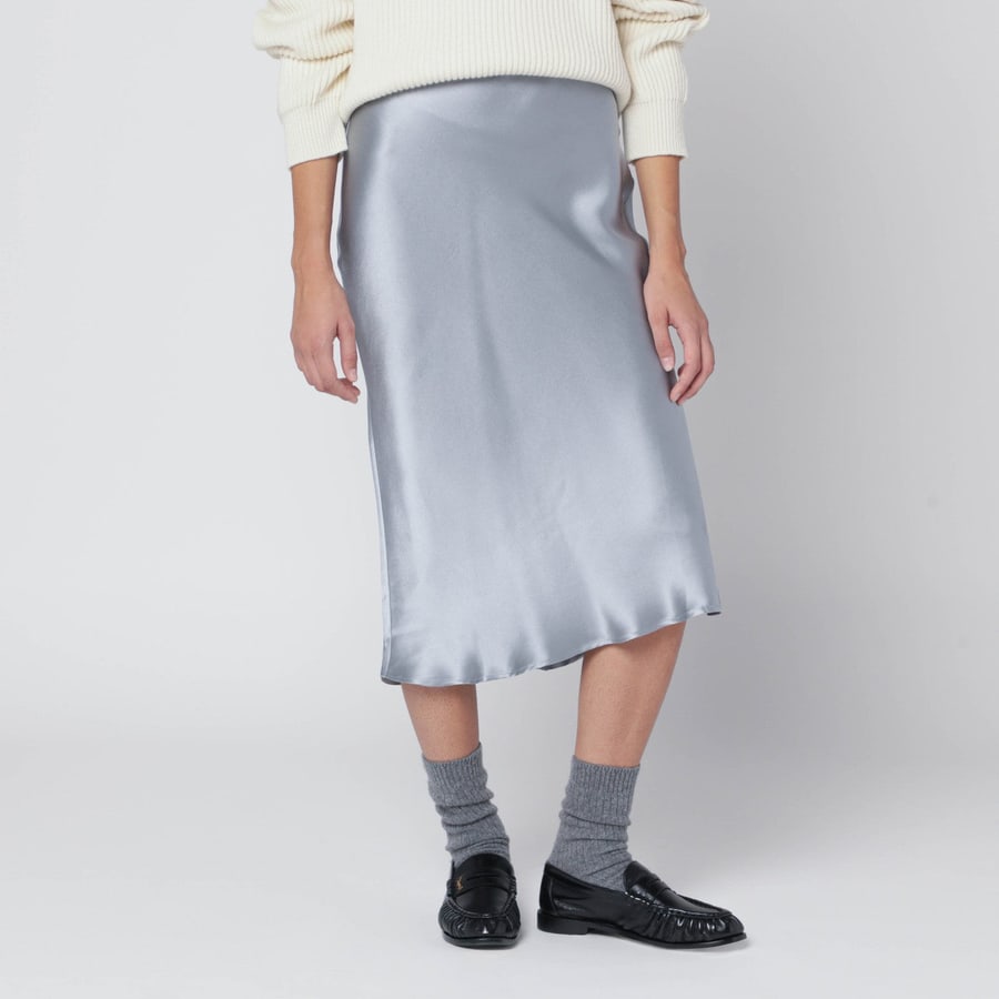 Anine Bing Gonna midi in seta blu pastello