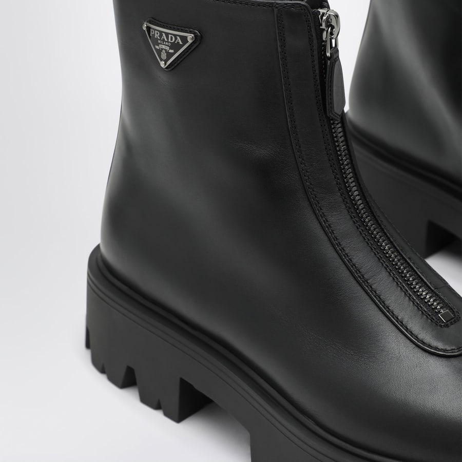 Prada Tronchetti con zip neri in pelle, view 5