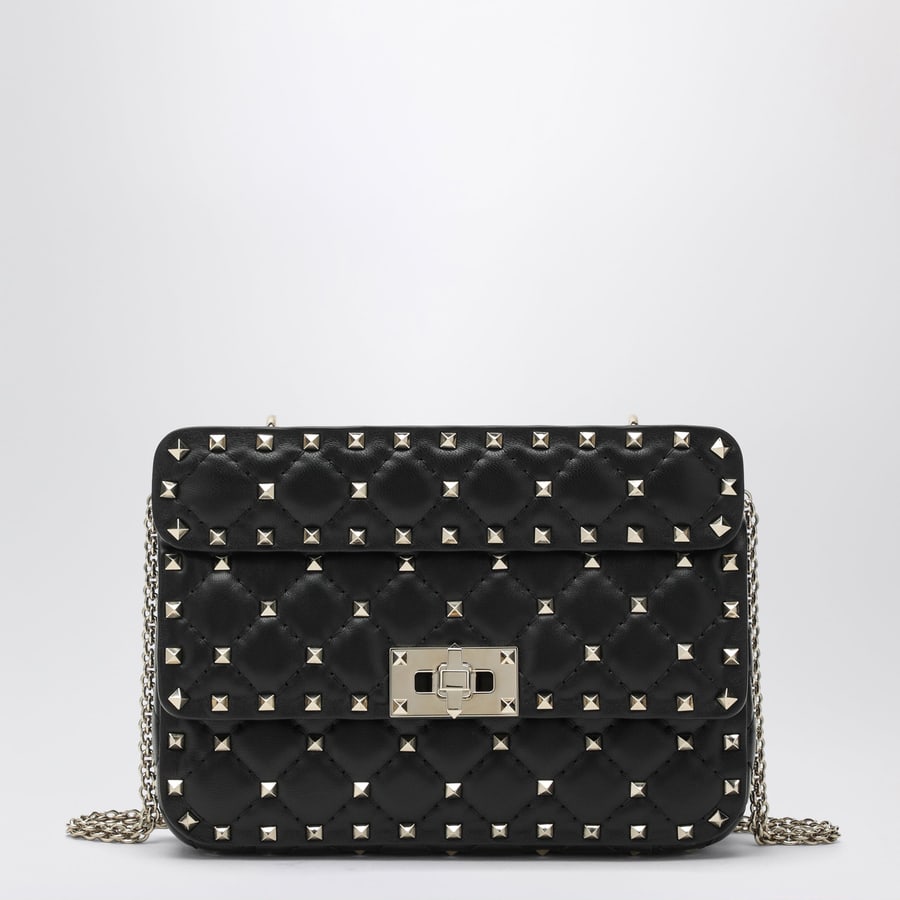 Valentino Garavani Borsa a mano mini Rockstud Spike in pelle nera