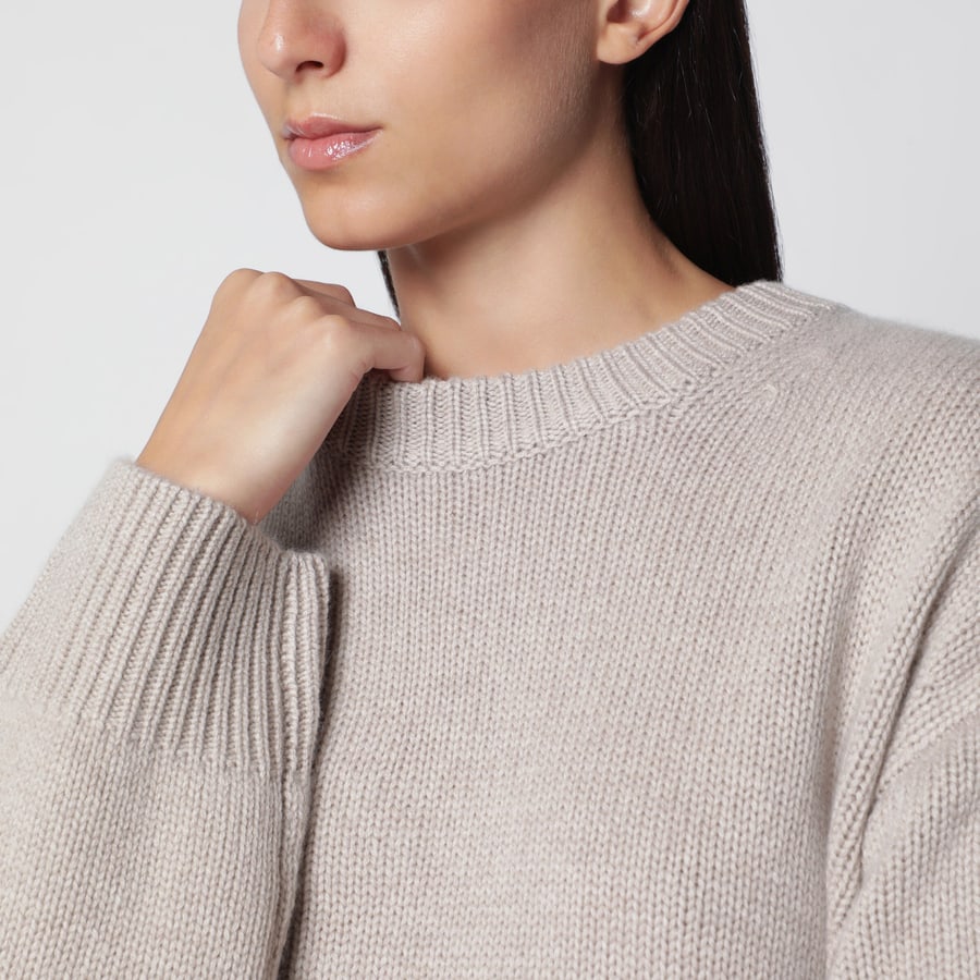 LISA YANG Maglione Noor girocollo in cashmere color sabbia, view 4