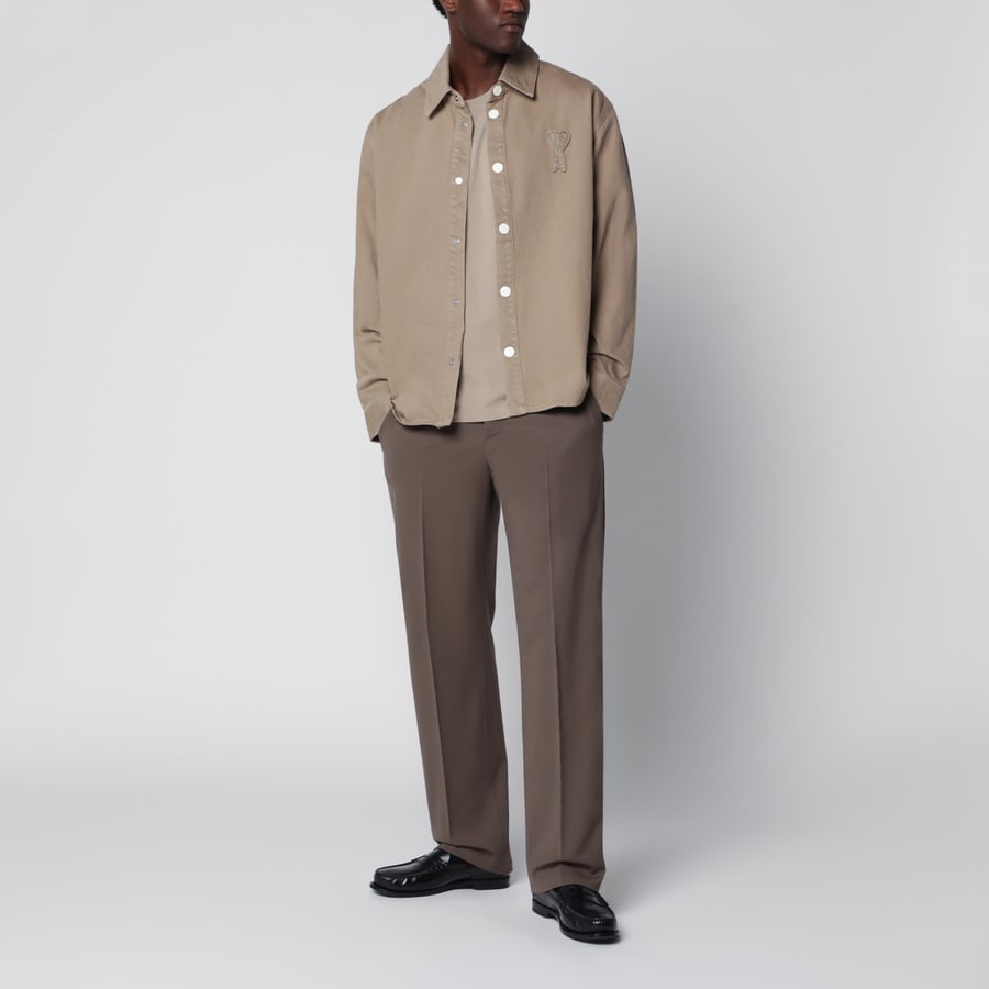 AMI Paris Camicia Ami de Coeur beige taupe, view 2