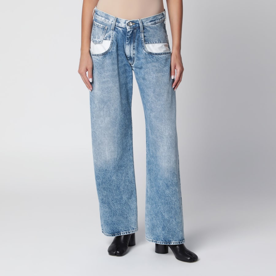 Maison Margiela Jeans blu chiaro slavato con tasche con inserto a contrasto