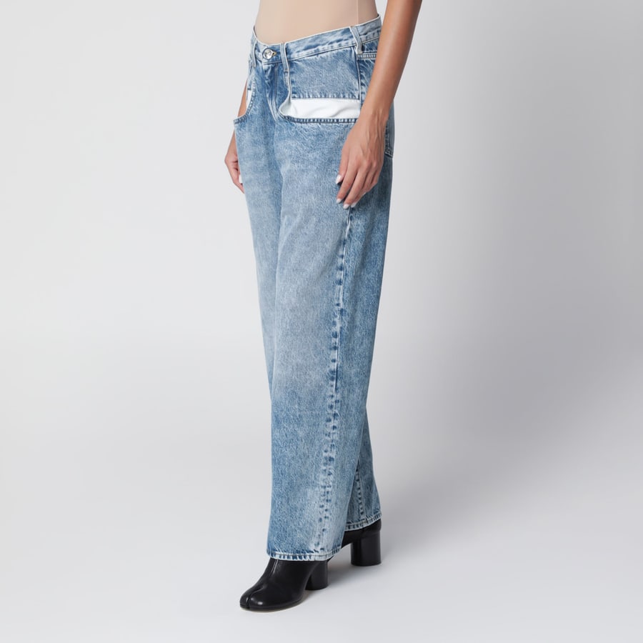 Maison Margiela Jeans blu chiaro slavato con tasche con inserto a contrasto, view 3