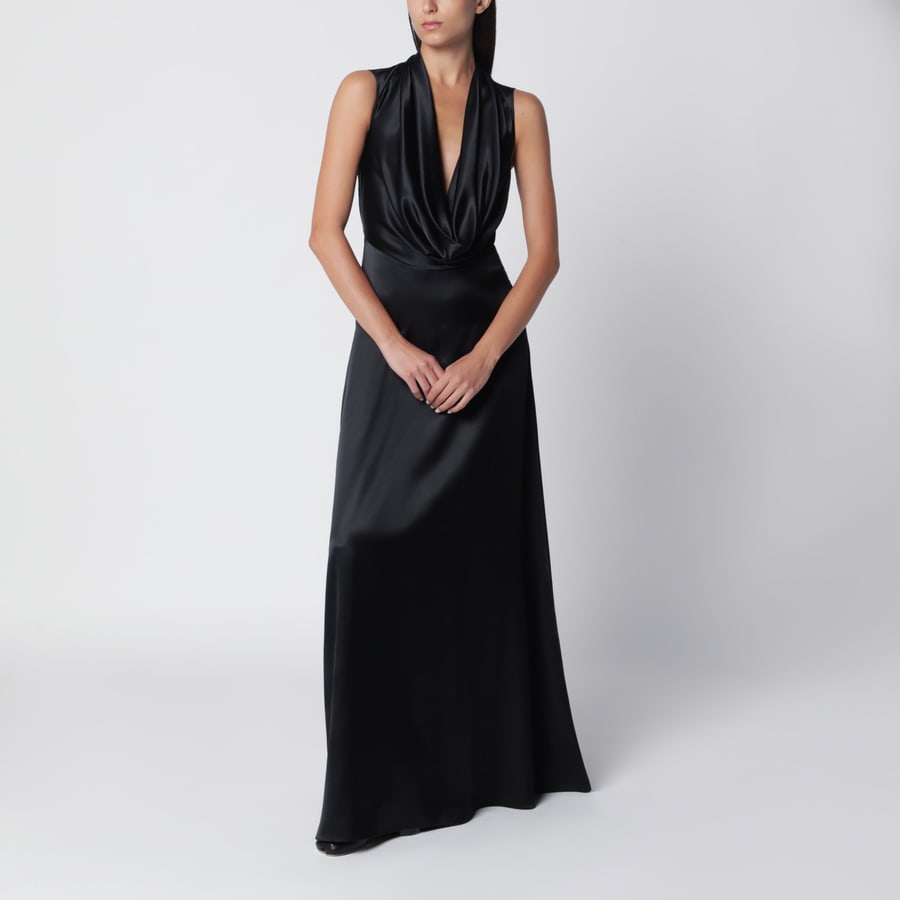 Maison Margiela Abito lungo nero in viscosa