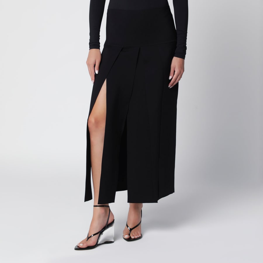 Alaïa Gonna midi plissettata nera in misto seta