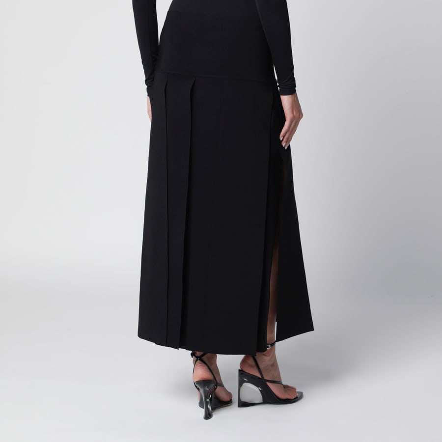 Alaïa Gonna midi plissettata nera in misto seta, view 4