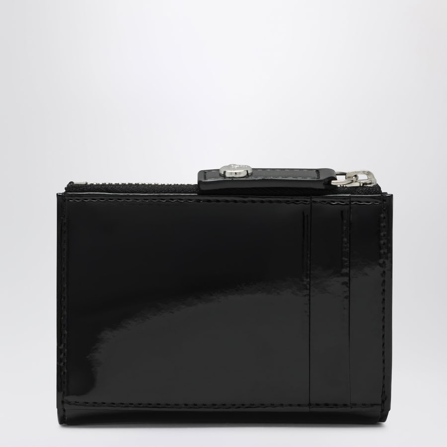 Vivienne Westwood Portacarte Slim Flap nero con Orb Bas Relief con cristalli, view 2