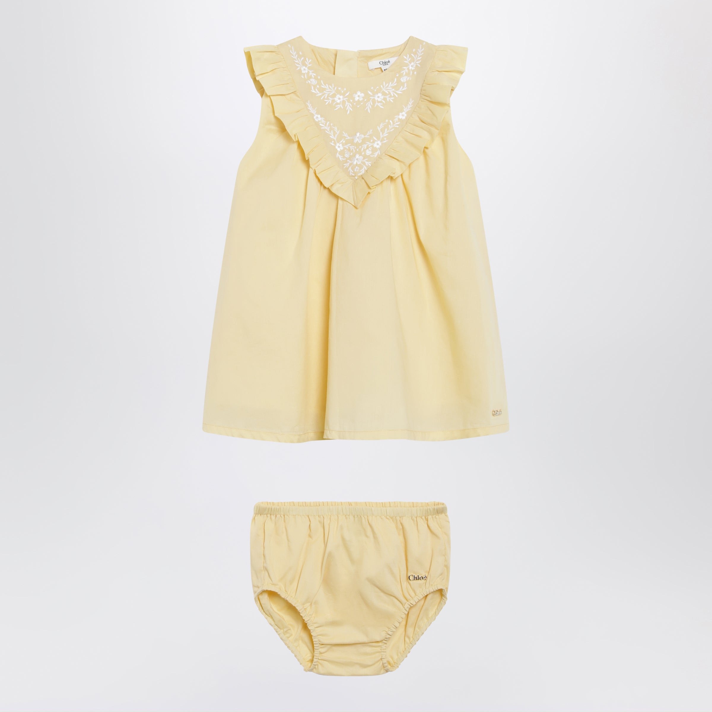Chloé Abito giallo in cotone con culotte