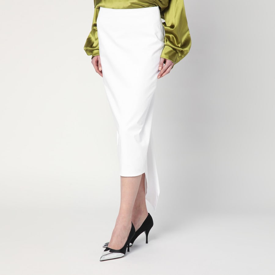 THE LATEST Gonna midi bianca in cotone, view 3