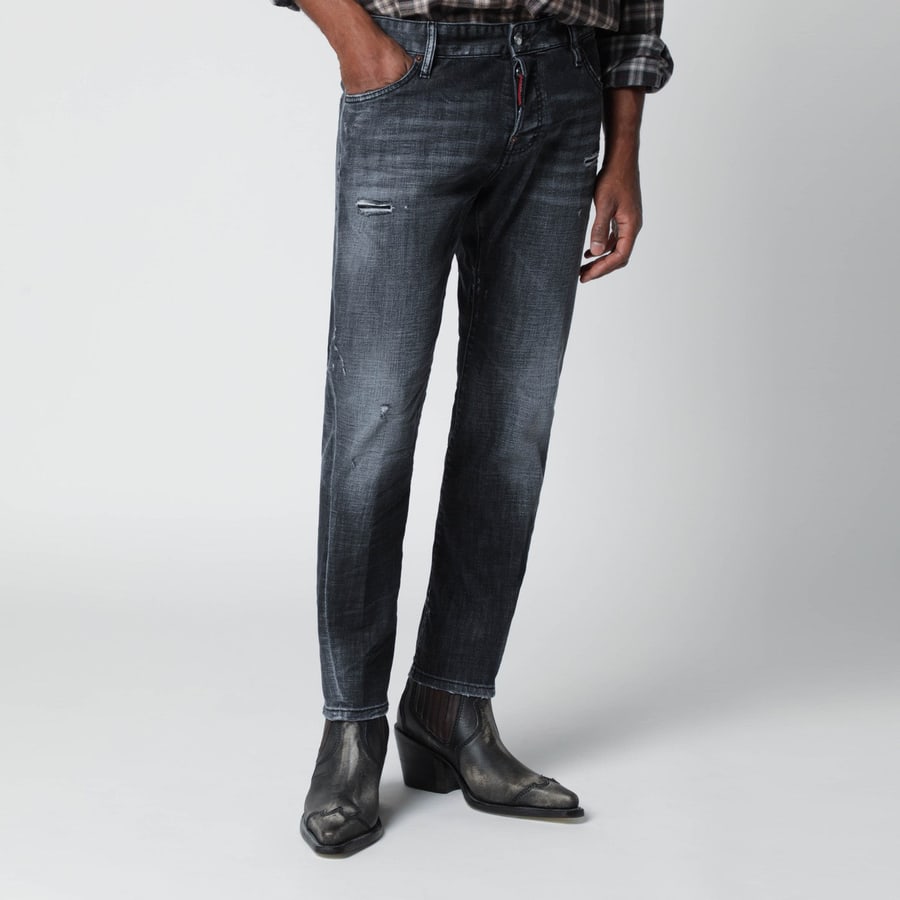 Dsquared2 Jeans slim nero slavato con usure