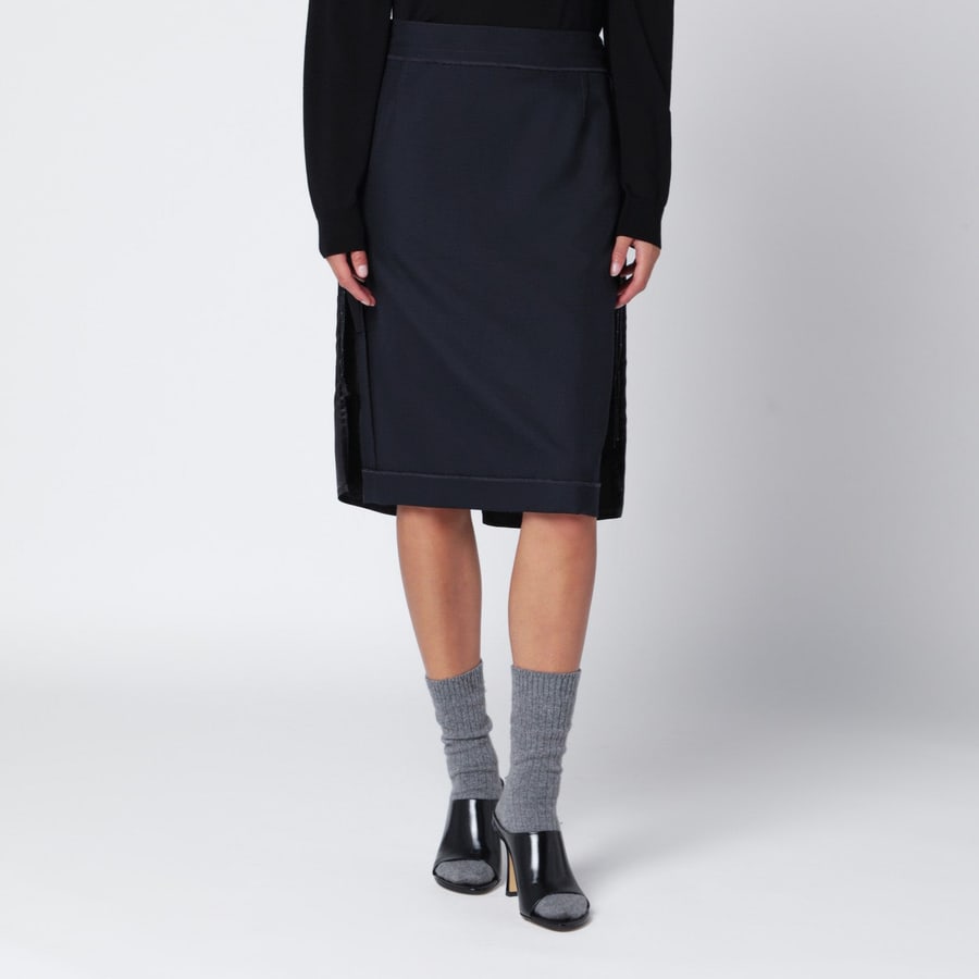 Maison Margiela Gonna blu con pannelli laterali in satin