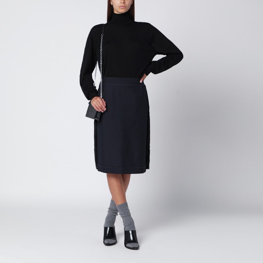 Maison Margiela Gonna blu con pannelli laterali in satin, view 2