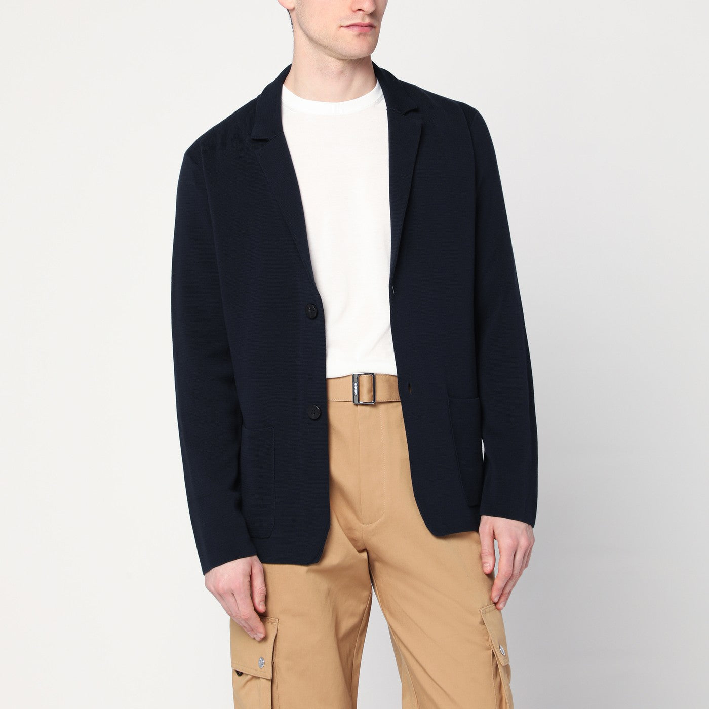 ROBERTO COLLINA Cardigan a giacca blu navy in cotone