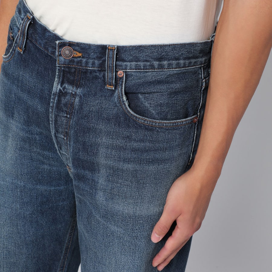 AGOLDE Jeans blu slavato in denim rigenerato, view 5