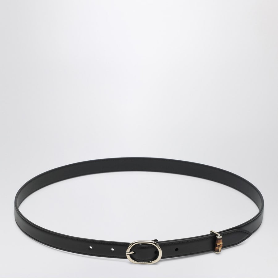 Gucci Cintura sottile nera con fibbia ovale