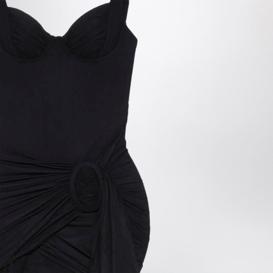 Balenciaga Mini abito drappeggiato nero in jersey, view 2