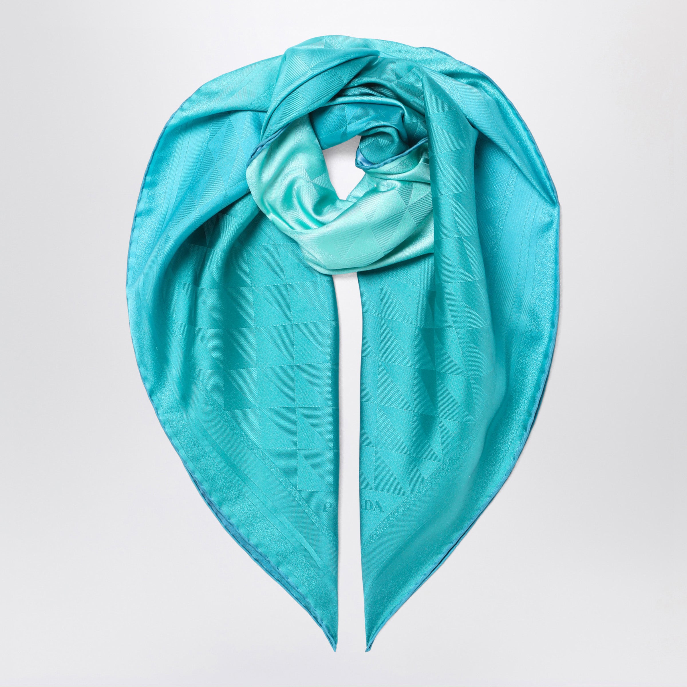 Prada Foulard turchese stampato in twill