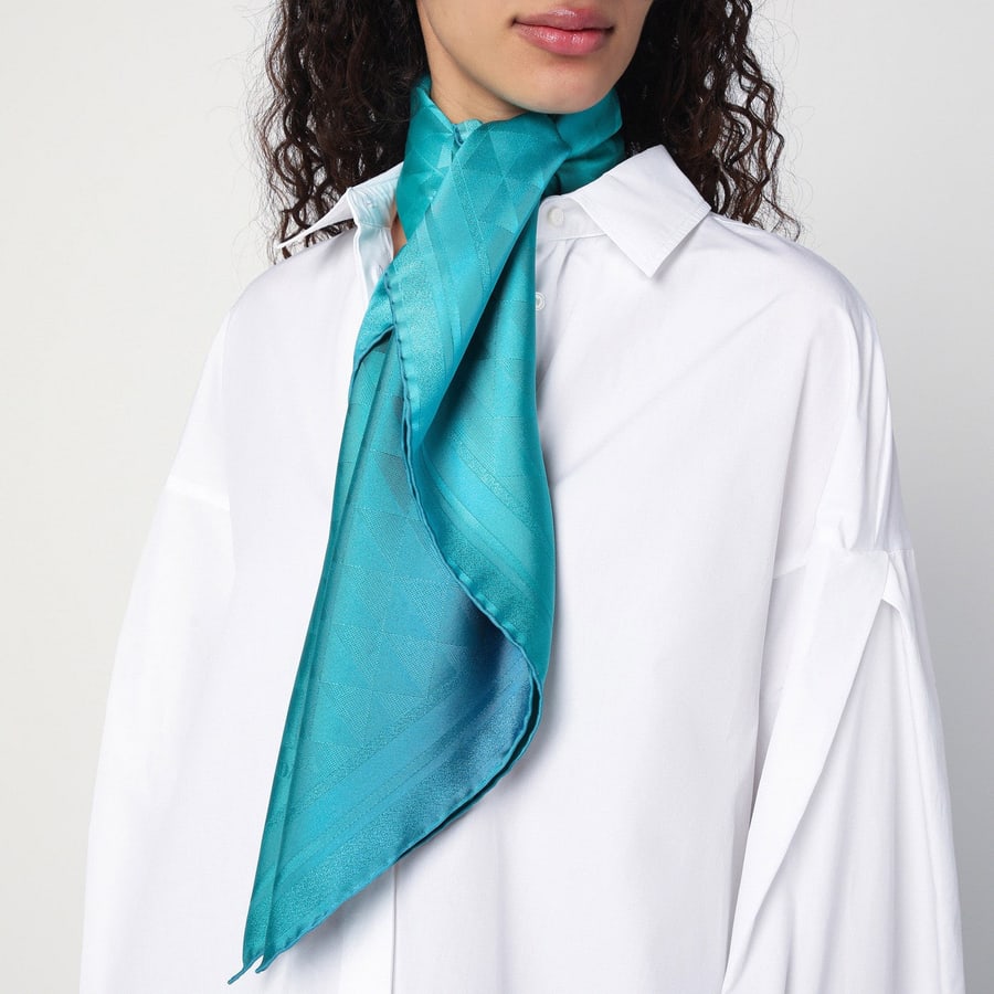 Prada Foulard turchese stampato in twill, view 2