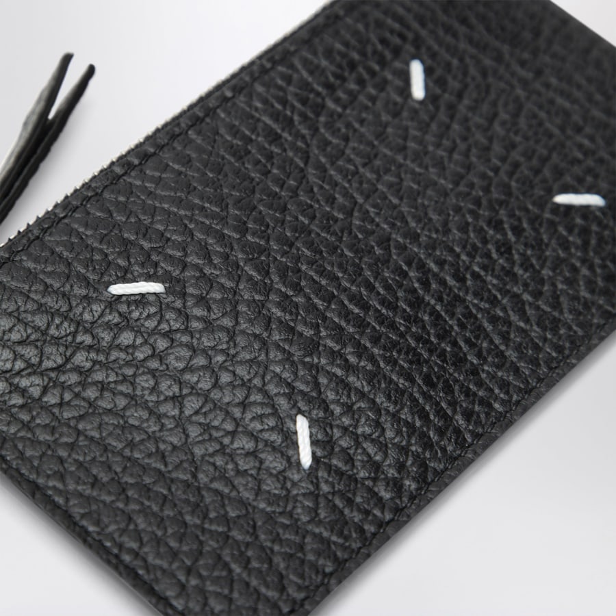 Maison Margiela Portacarte con zip Four Stitches nero, view 3