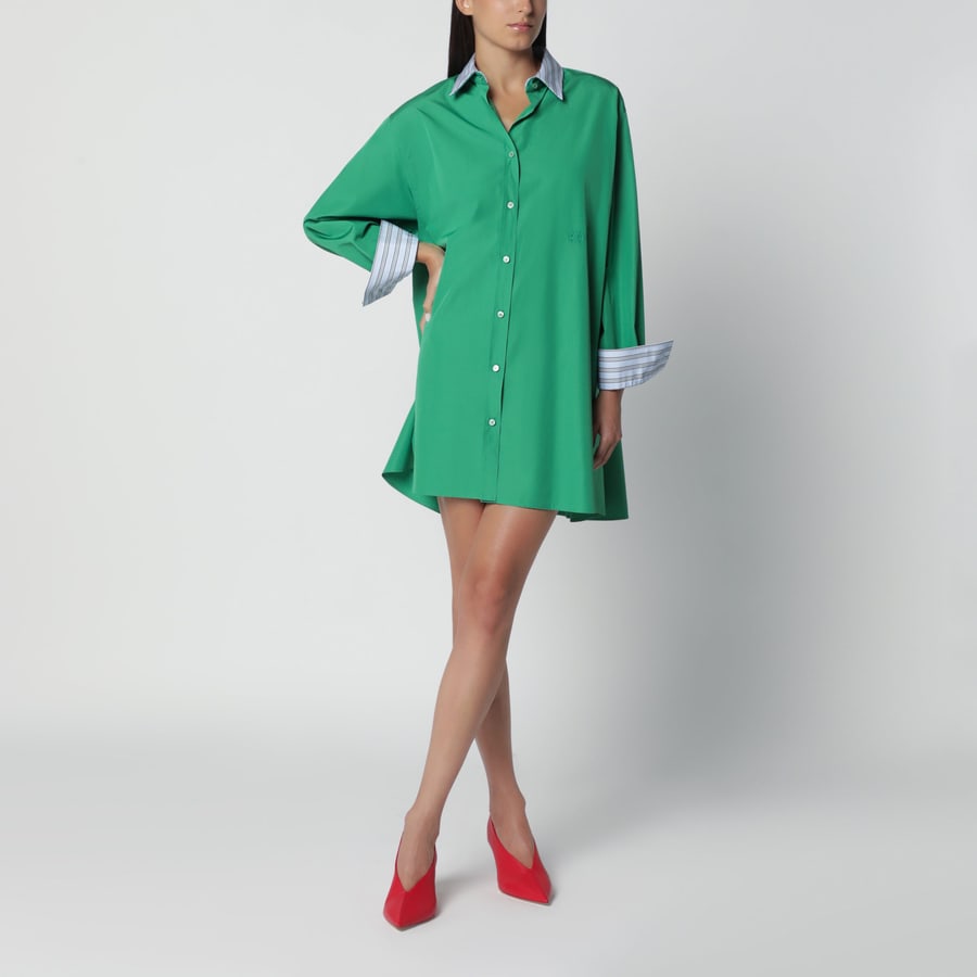 Loewe Abito a camicia verde in cotone, view 2