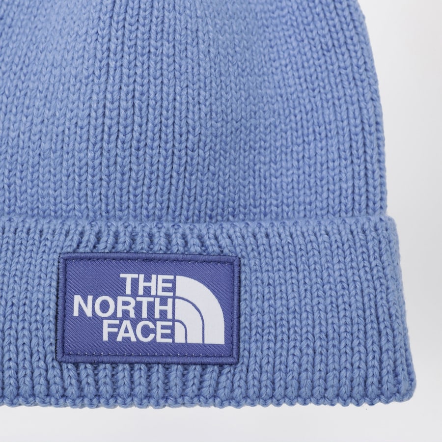 The North Face Berretto color indaco con patch logo, view 3