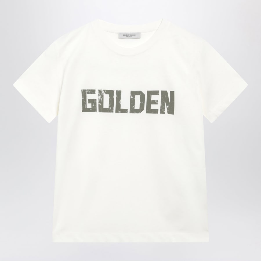 Golden Goose T-shirt bianca in cotone con stampa logo