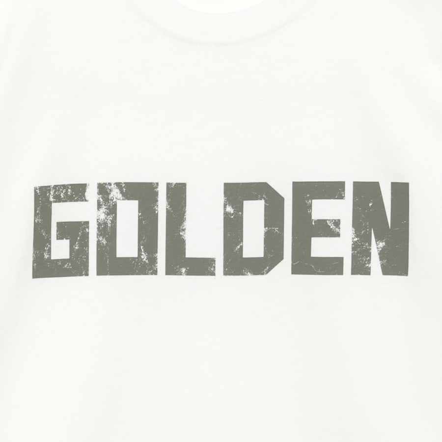 Golden Goose T-shirt bianca in cotone con stampa logo, view 3